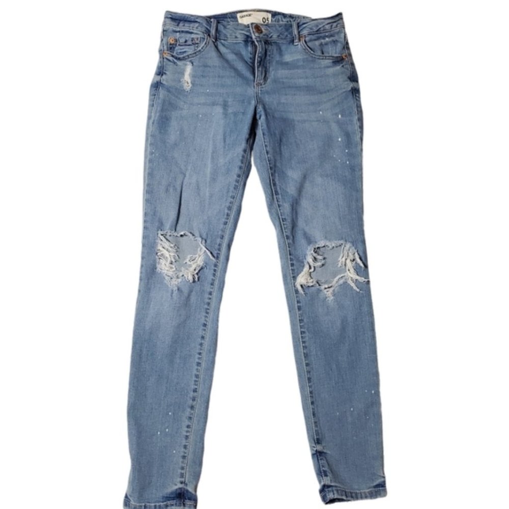 Garage Blue Distressed Super Skinny Jeans Size 5